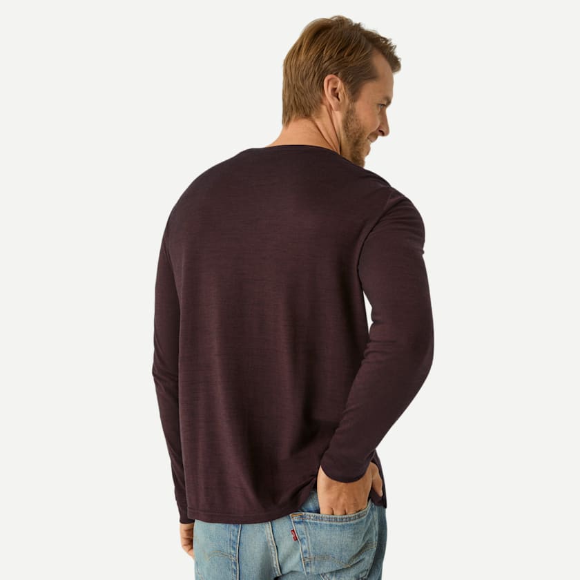 Bombas Men's Merino Wool Blend Crew Neck Long Sleeve T-Shirt