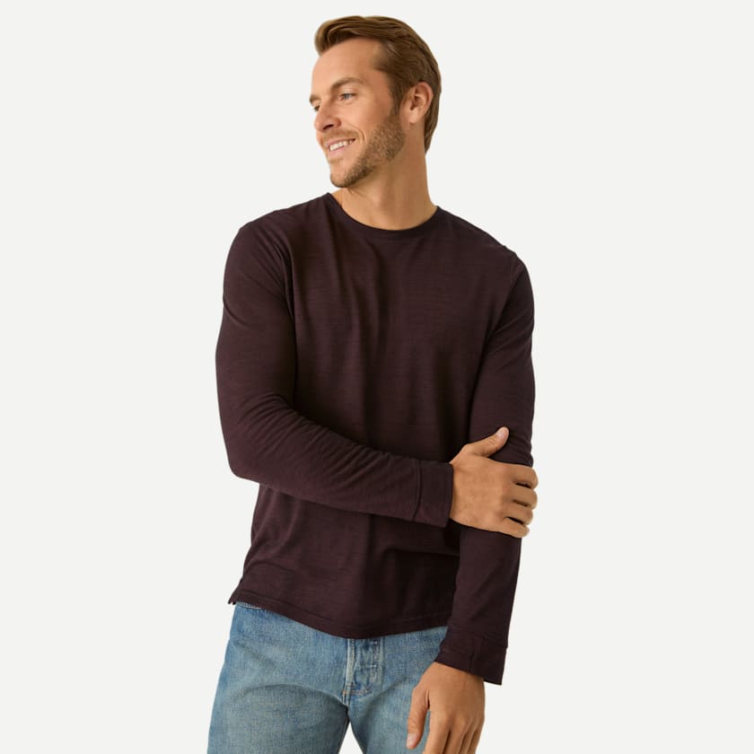 bombas Men's Merino Wool Blend Crew Neck Long Sleeve T-Shirt