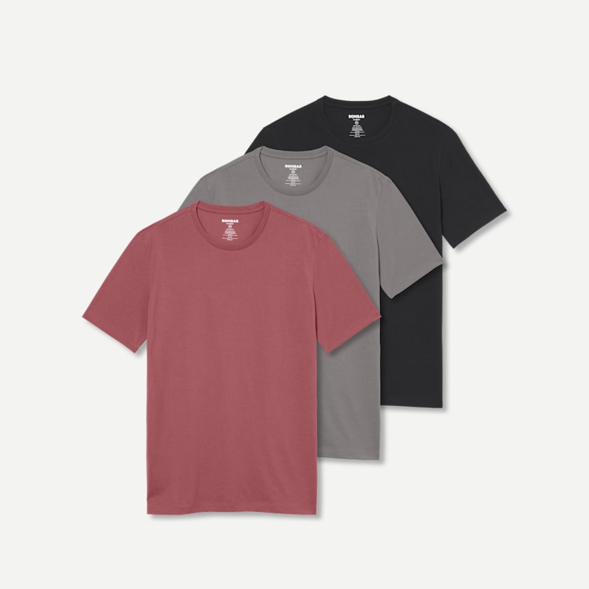 bombas Men's Pima Cotton Slim Crew Neck T-Shirt 3-Pack