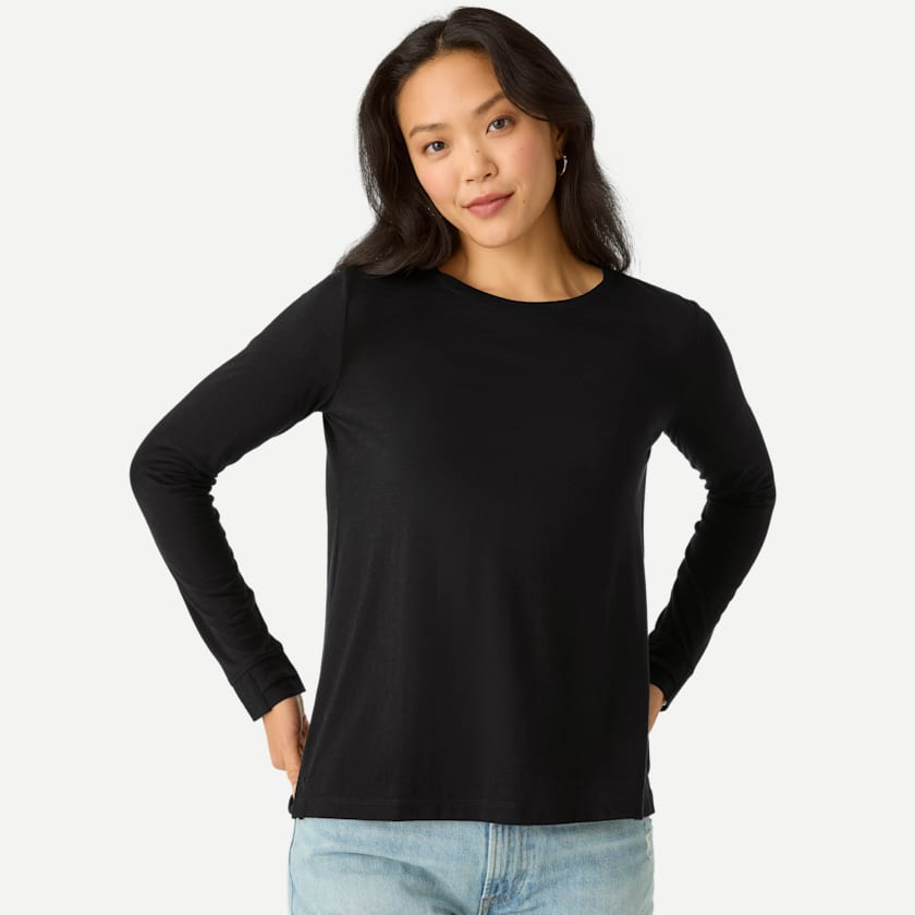 Bombas Women's Merino Wool Blend Crew Neck Long Sleeve T-Shirt 3-Pack