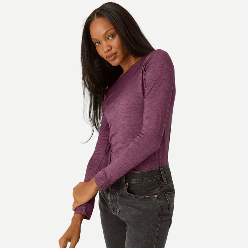Bombas Women's Merino Wool Blend Crew Neck Long Sleeve T-Shirt