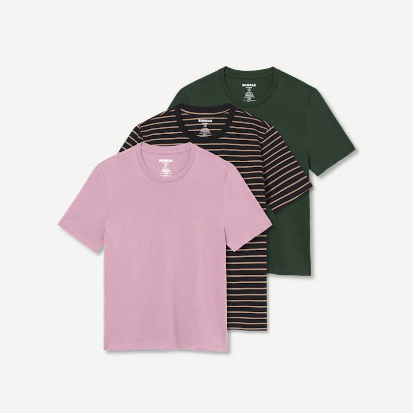 bombas Women's Pima Cotton Crew Neck T-Shirt 3-Pack