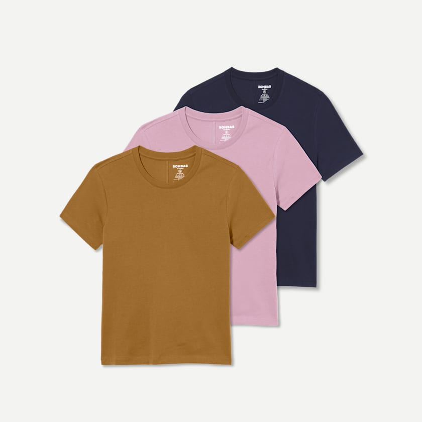 bombas Women's Pima Cotton Slim Crew Neck T-Shirt 3-Pack