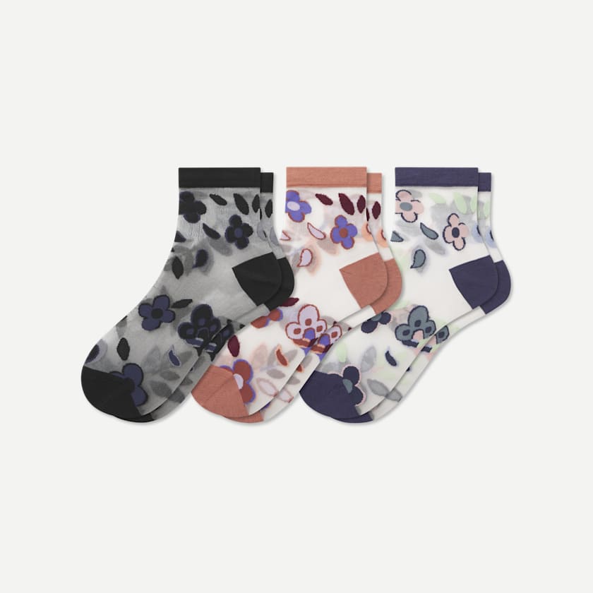 bombas Women’s Sheer Garden Party Quarter Sock 3-Pack