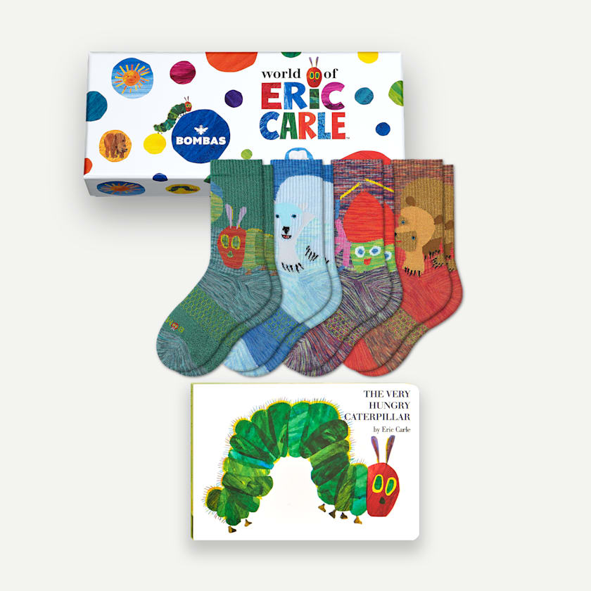 bombas Youth Eric Carle Calf Sock 4-Pack Gift Box & Book