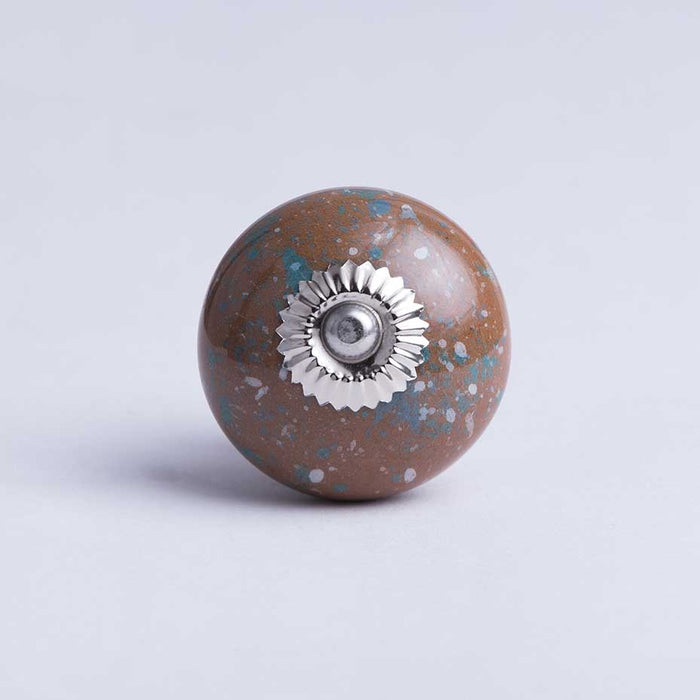 bombay duck Calico Ceramic Door Knob Brown Speckle