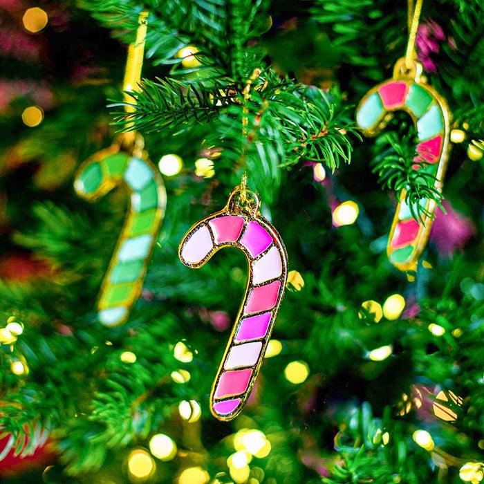 Bombay Duck Candy Cane Enamel Decorations Set Of 3