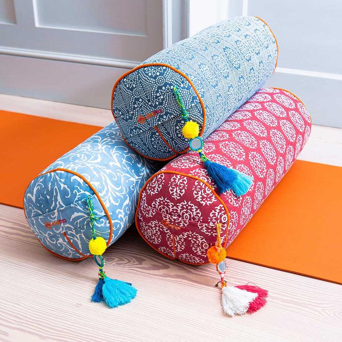 bombay duck Chattra Round Bolster Fuchsia Suzani