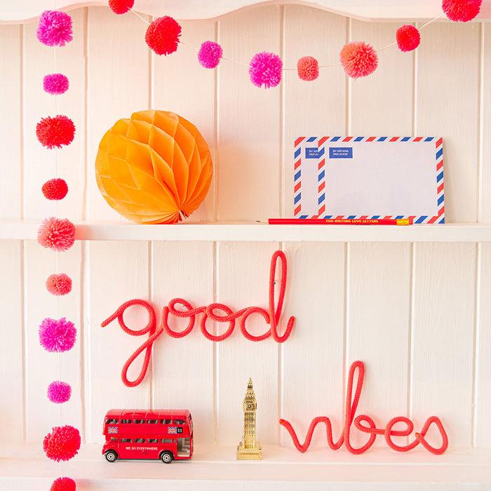 Bombay Duck Good Vibes Rope Words Neon Coral