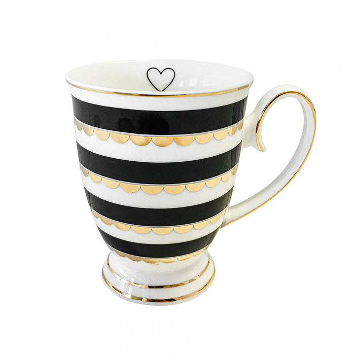 Bombay Duck Scalloped Mug Black & Gold