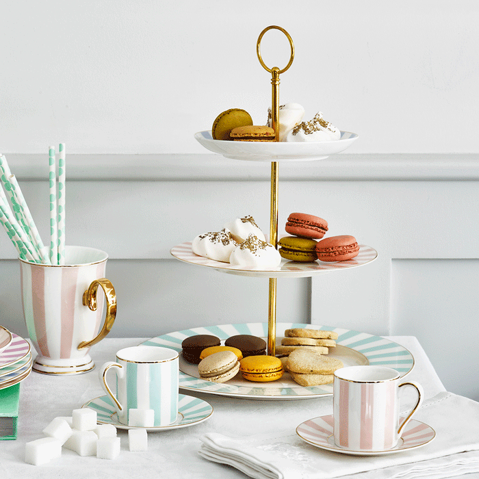 Bombay Duck Stripy 3 Tier Cake Stand Pastels