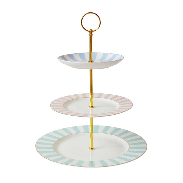 bombay duck Stripy 3 Tier Cake Stand Pastels