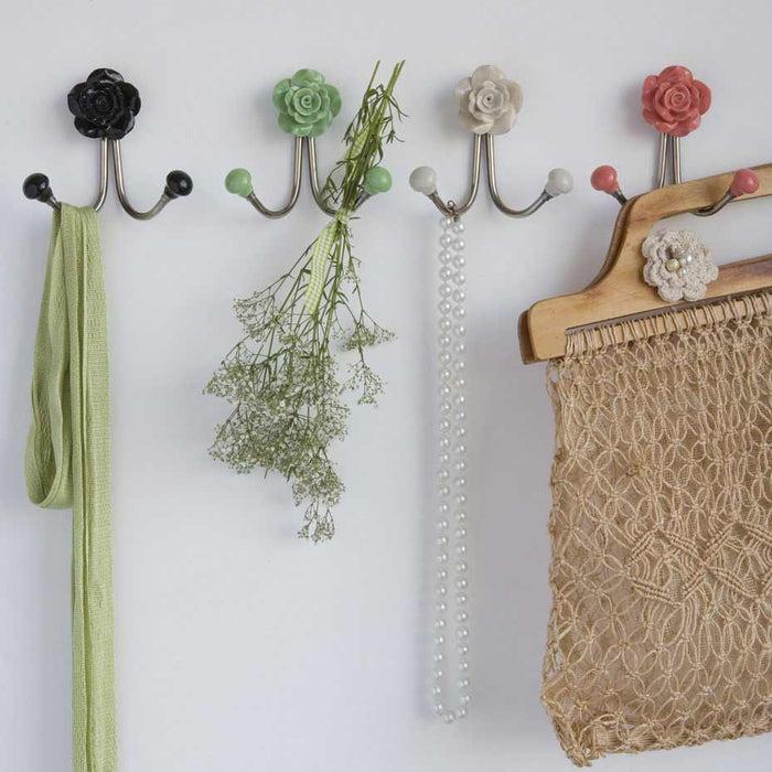 Bombay Duck Vintage Rose Double Ceramic Hook