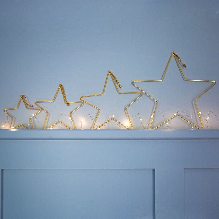 Bombay Duck Wire Stars Gold Set Of 4