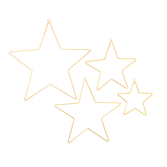 Bombay Duck Wire Stars Gold Set Of 4