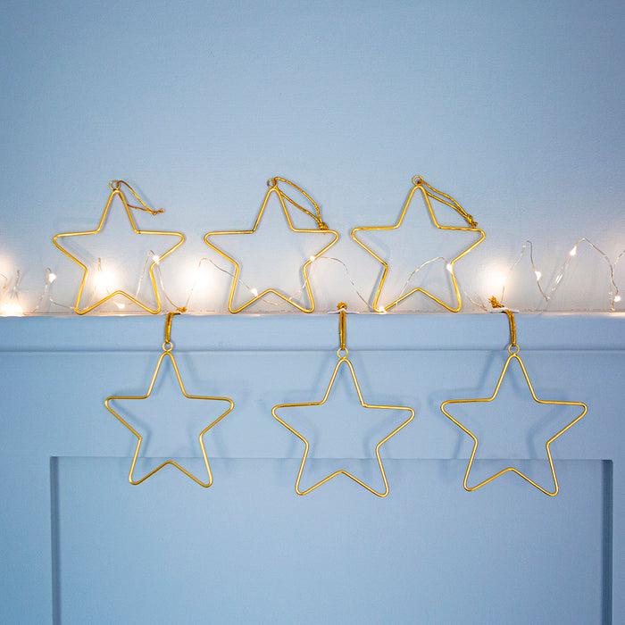 Bombay Duck Wire Stars Gold Set Of 6