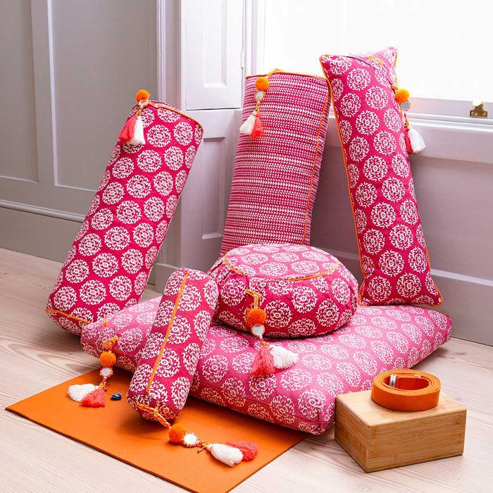 Bombay Duck Chattra Pranayama Bolster Fuchsia Suzani