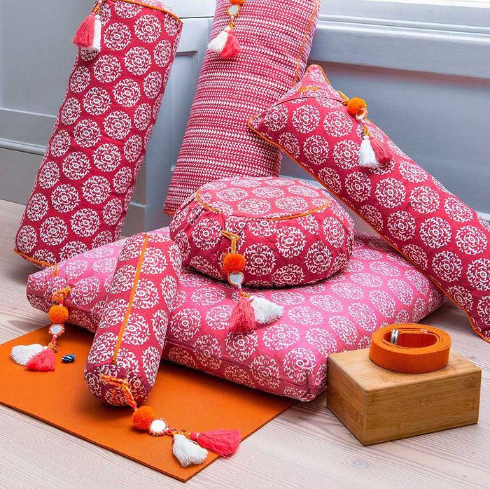 Bombay Duck Chattra Zafu Meditation Cushion Fuchsia Suzani