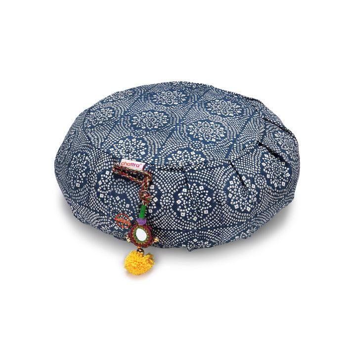 Bombay Duck Chattra Zafu Meditation Cushion Navy Bandhani