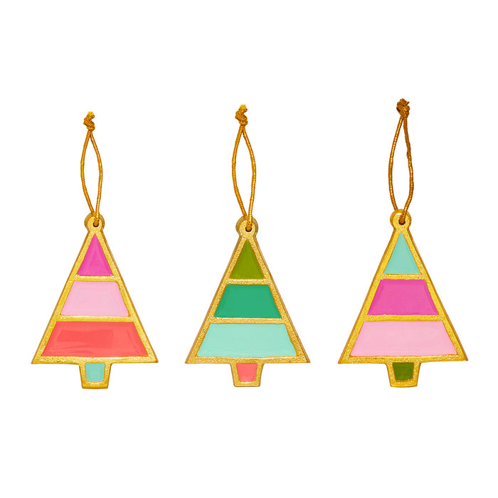 Bombay Duck Christmas Tree Enamel Decorations Set Of 3