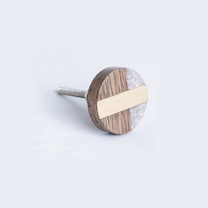 Bombay Duck Coco Resin Quartz /Brass Centre Strip/Coconut Wood Knob