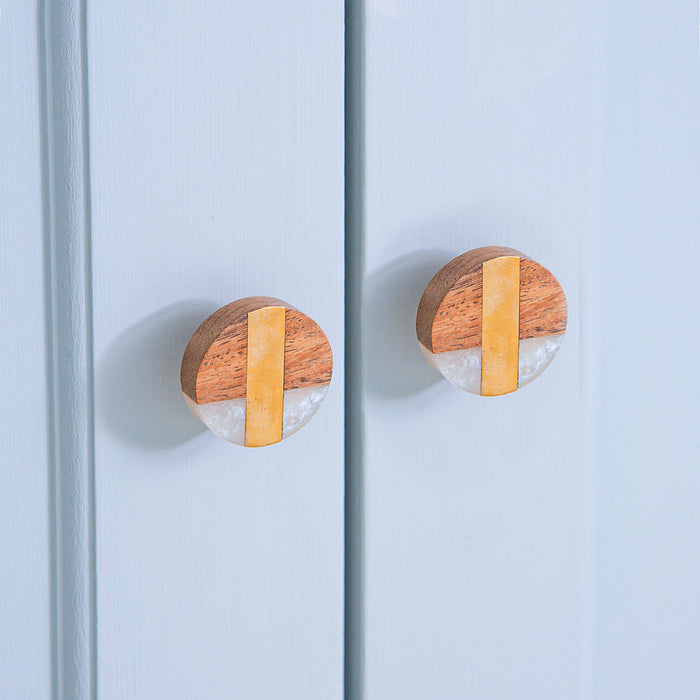 Bombay Duck Coco Resin Quartz /Brass Centre Strip/Coconut Wood Knob