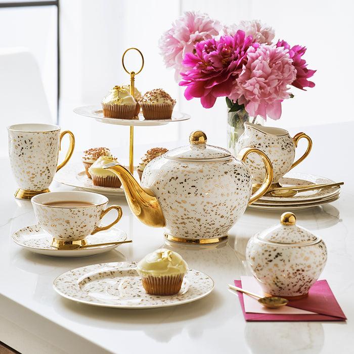 Bombay Duck Enchante Speckled Gold Tea Plates Set Of 4