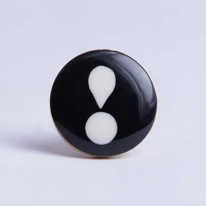 bombay duck Exclamation Mark Knob Black/White Brass