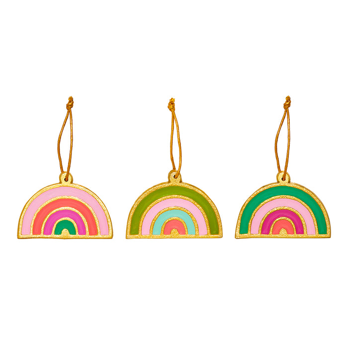 Bombay Duck Hope Rainbow Enamel Decorations Set Of 3