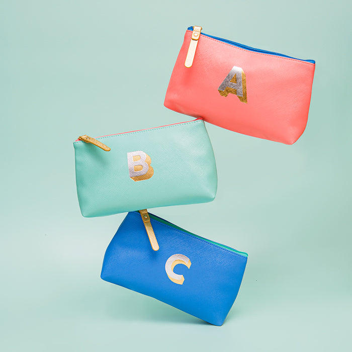 bombay duck Letterpress Make Up Bag Metallic Letter