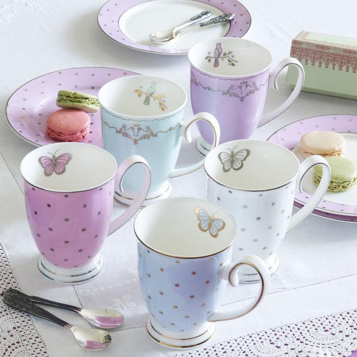 Bombay Duck Miss Darcy Butterfly Mug White With Silver Spots
