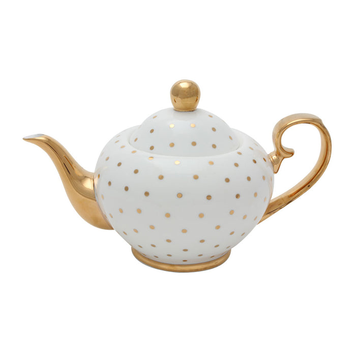 Bombay Duck Miss Golightly Teapot White With Gold Spots