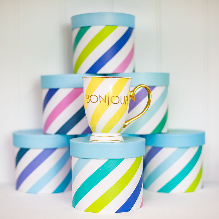 Bombay Duck Portofino Mug Bonjour Sherbet Lemon Stripes