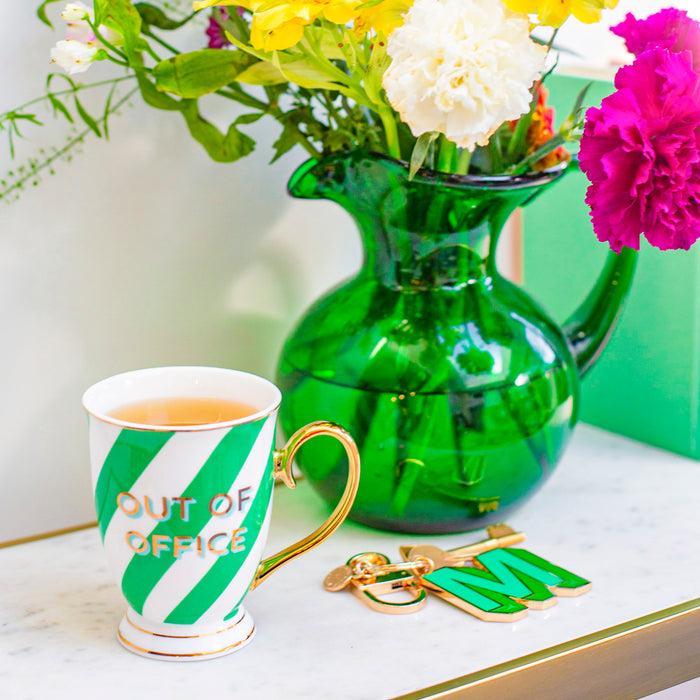 bombay duck Portofino Mug Out of Office Green Stripes