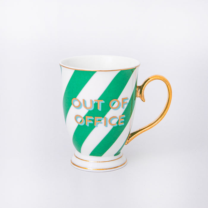 Bombay Duck Portofino Mug Out Of Office Green Stripes