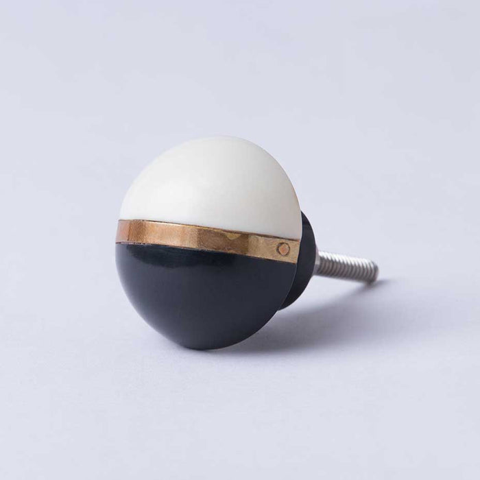 Bombay Duck Semi Circles Round Knob Black/Off White/Brass