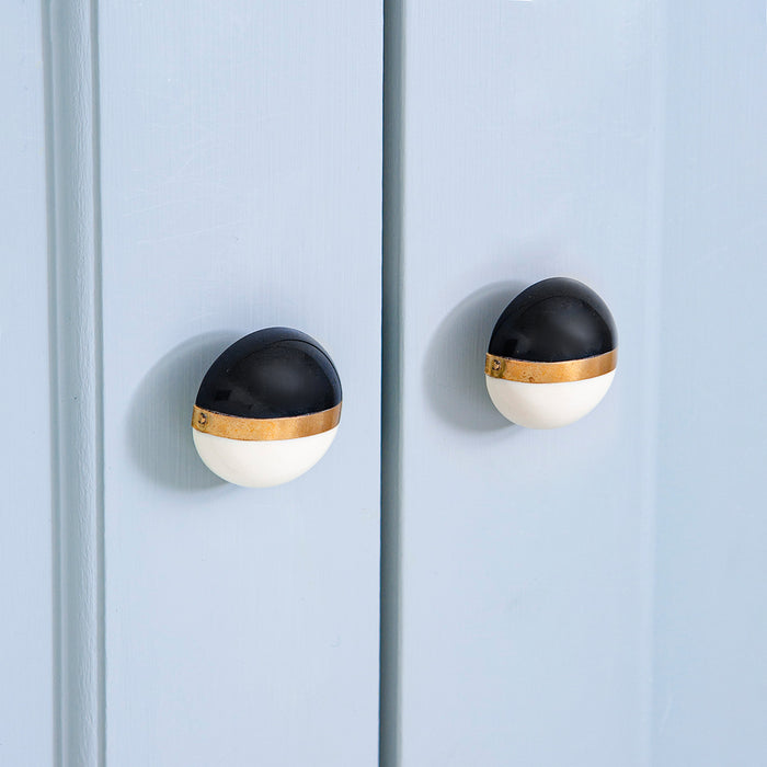 bombay duck Semi Circles Round Knob Black/Off White/Brass