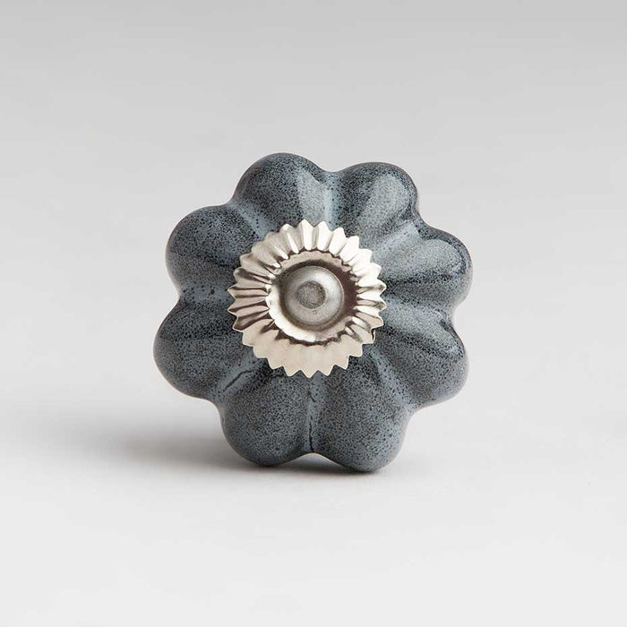 bombay duck Speckled Ceramic Flower Knob Grey/Black
