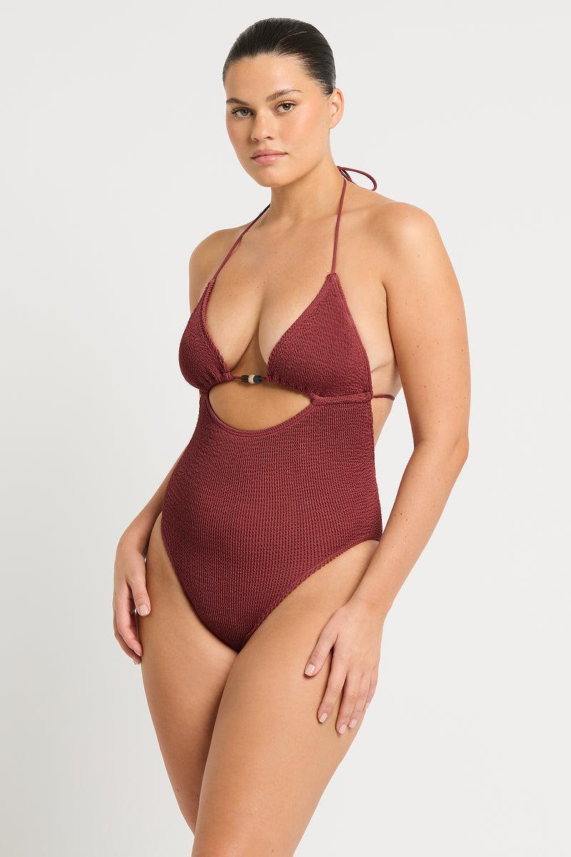 Bond Eye Beaded Fowler One Piece In Carmine Recycled