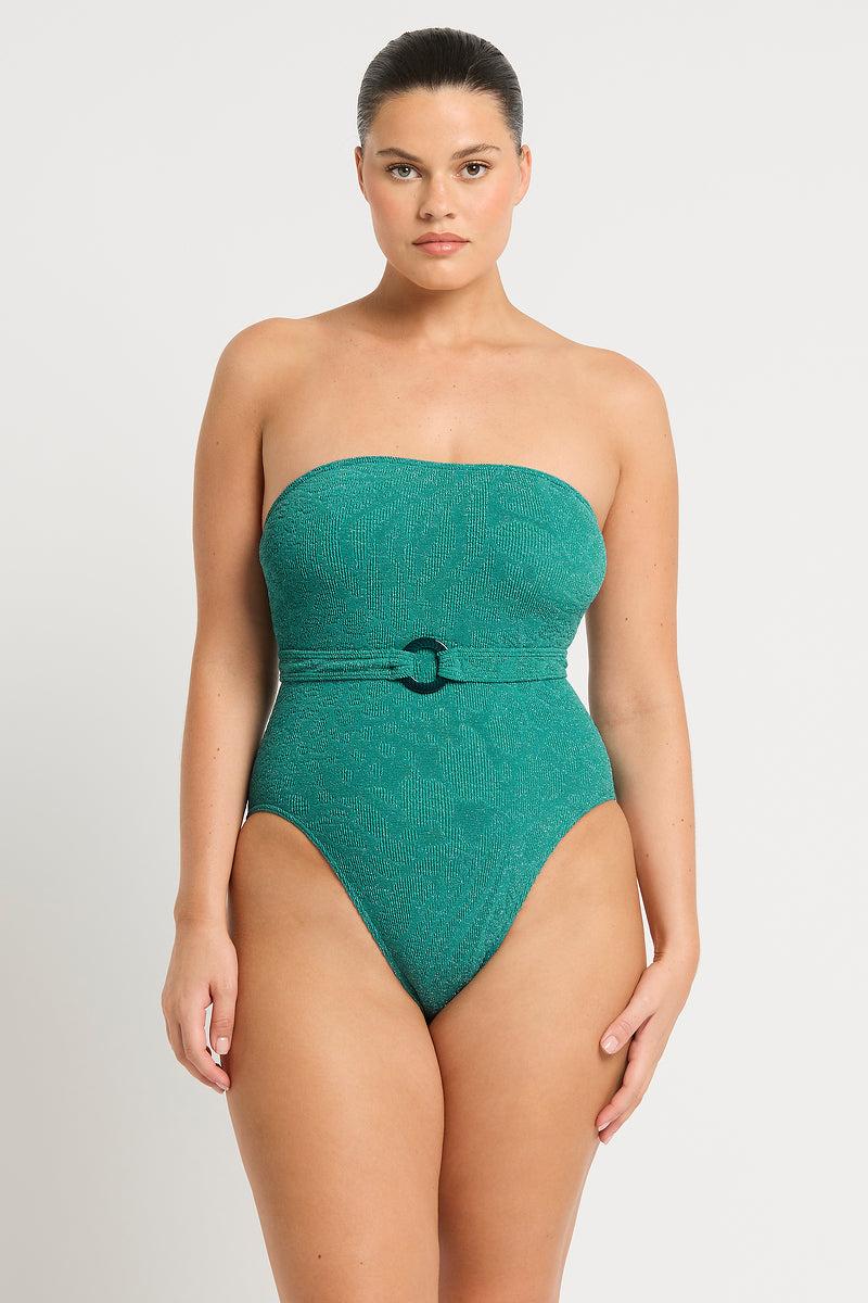 Bond Eye Belt Fane One Piece In Teal Animalia Lurex