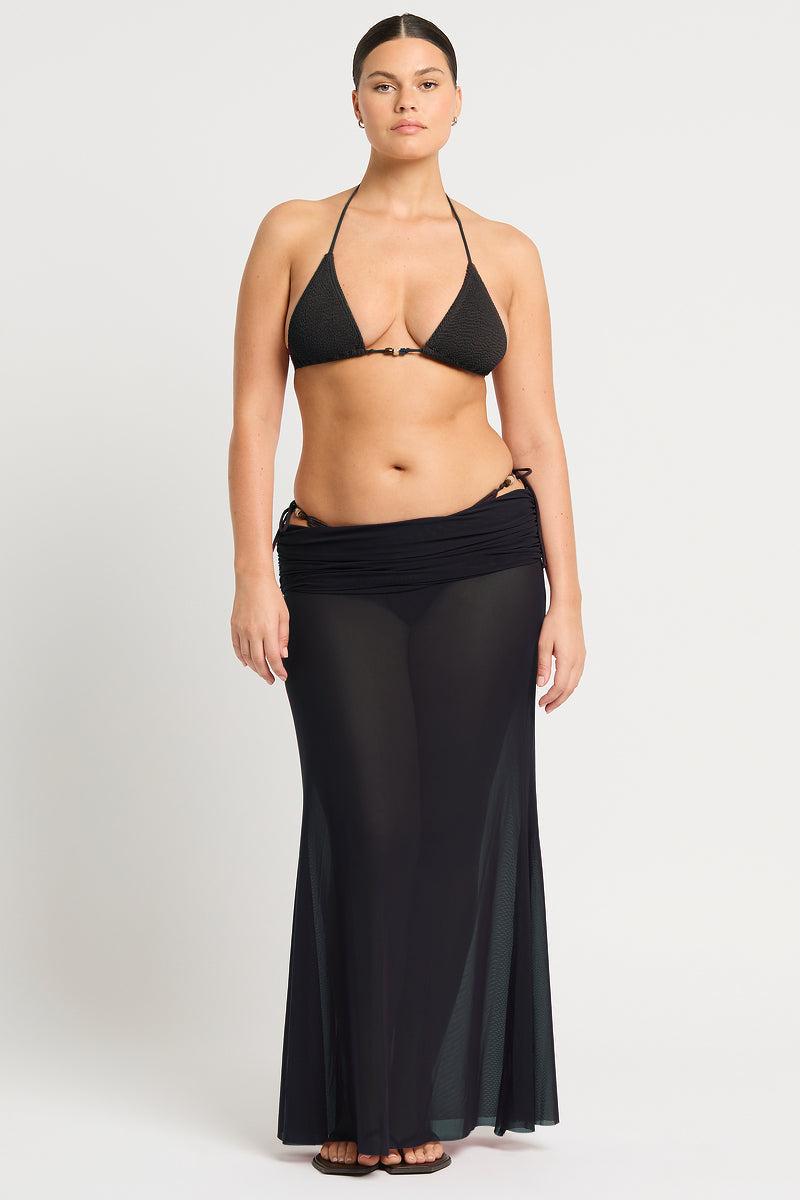 Bond Eye Ayla Maxi Skirt In Black Mesh