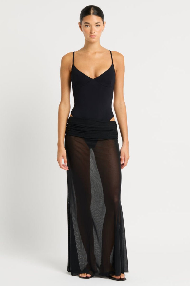 bond eye Ayla Maxi Skirt in Black Mesh