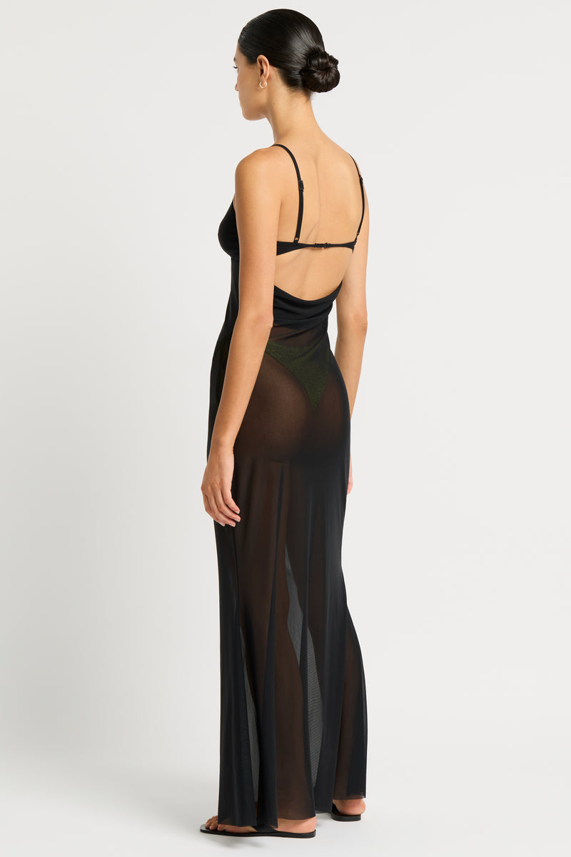 Bond Eye Cindy Ring Maxi Dress In Black Mesh