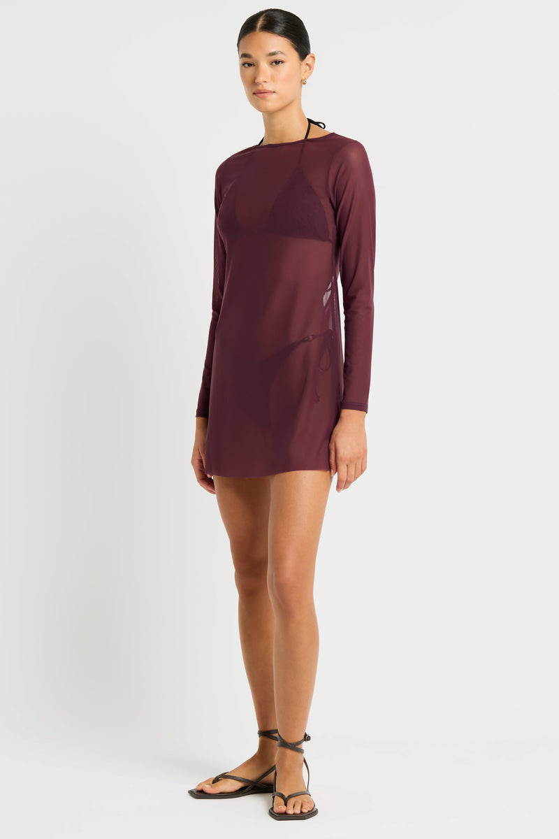 Bond Eye Gisele Mini Dress In Amaranth Mesh