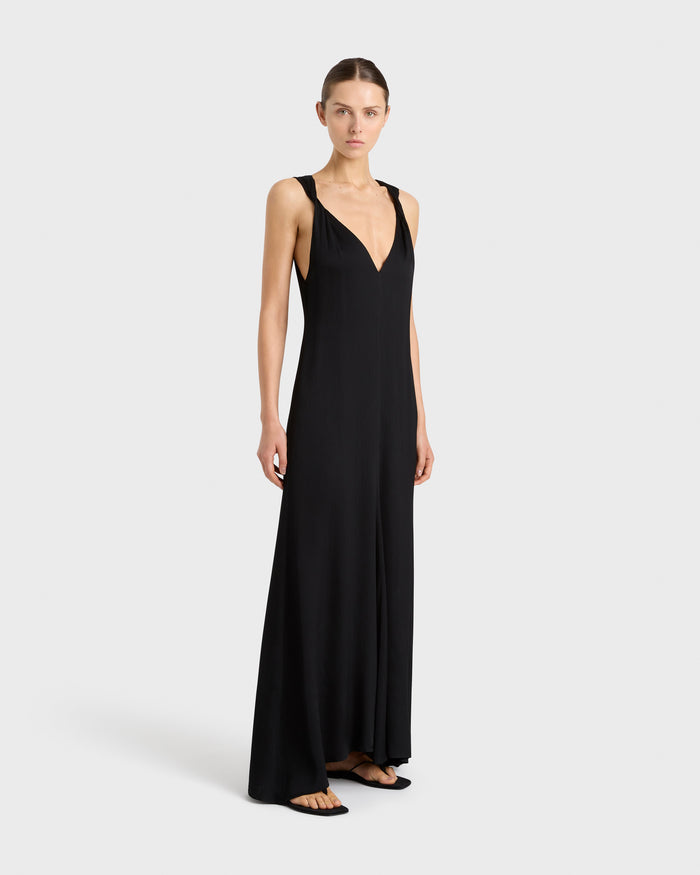 Bondi Born Ardea Twist Shoulder Maxi Dress - Black