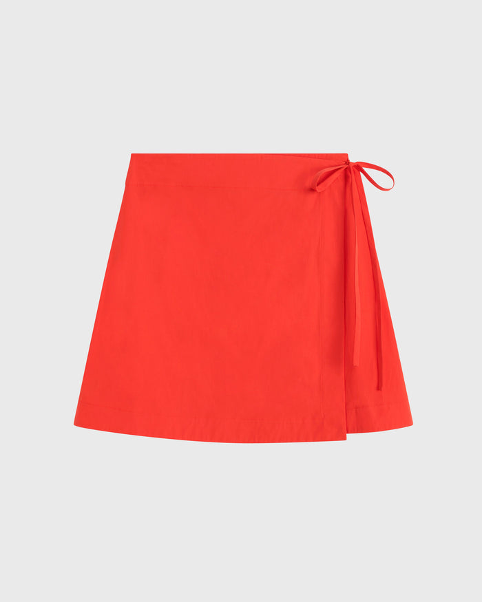 Bondi Born Avila Wrap Mini Skirt - Scarlet