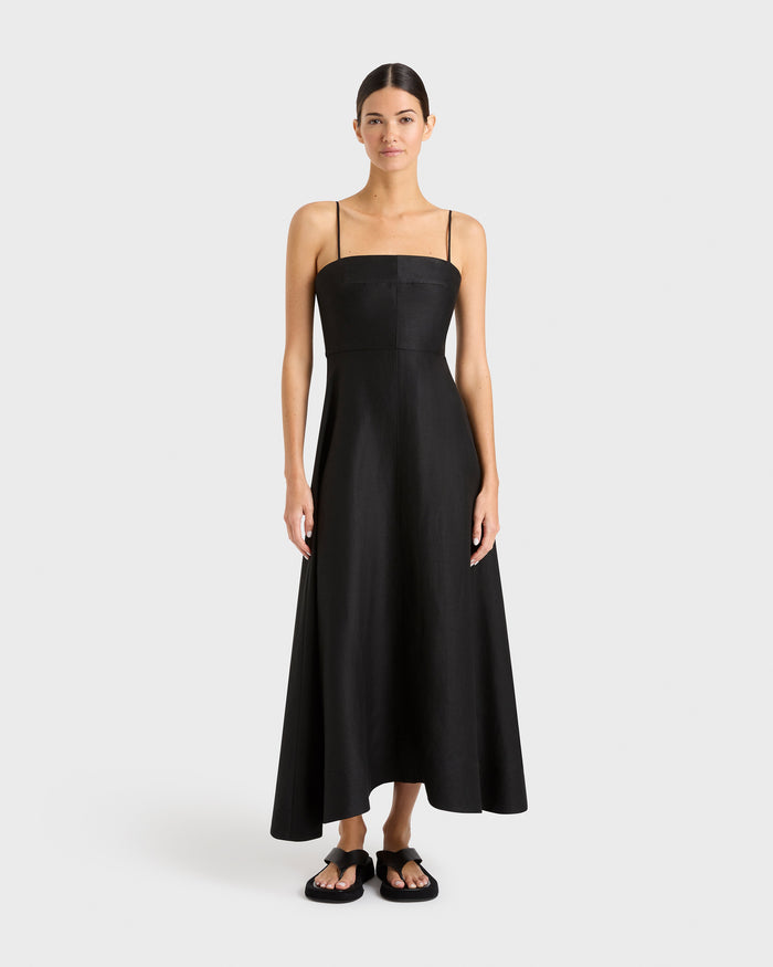 bondi born Bormio Flared Maxi Dress - Black