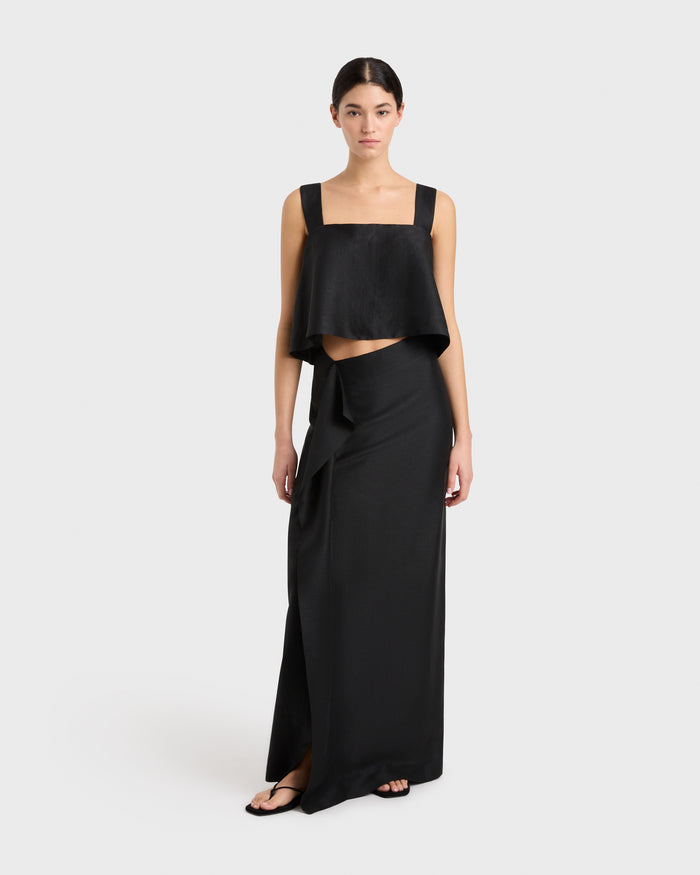 bondi born Bormio Origami Maxi Skirt - Black