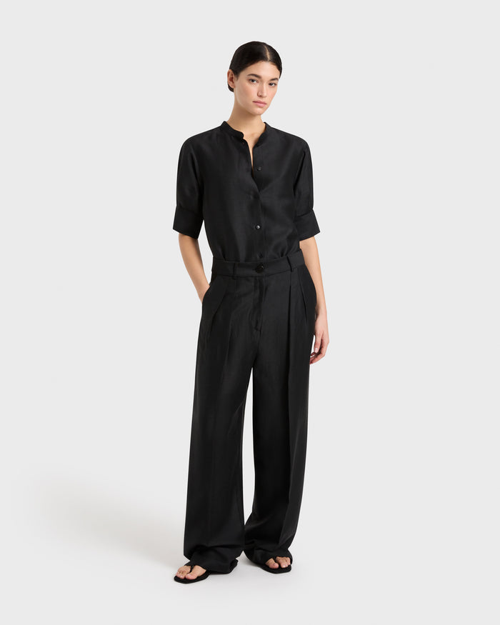 bondi born Bormio Pleat Trouser - Black