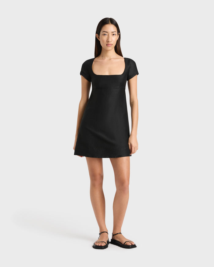 bondi born Bormio Round Neck Mini Dress - Black